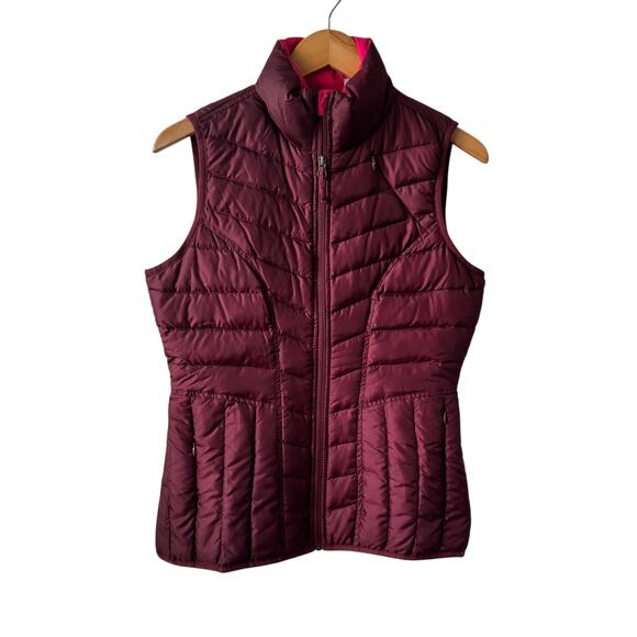 Athleta Vest Women S Red Burgundy InsulEight Stowable Goose Down Quilted Puffer - Picture 1 of 10